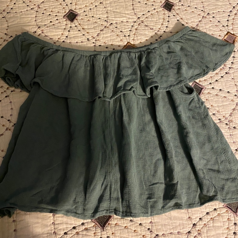 green off the shoulder top
